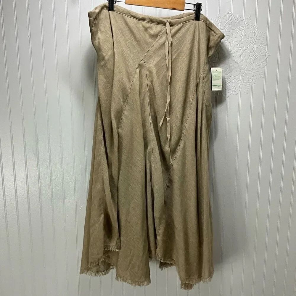 VINTAGE MAX EDITION Linen Blend Asymmetrical Boho Skirt